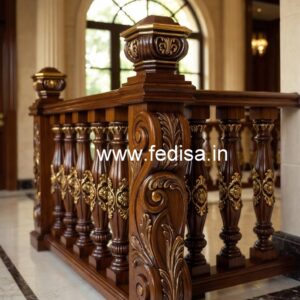 Elegant Brass Wood Staircase Railings No-0605