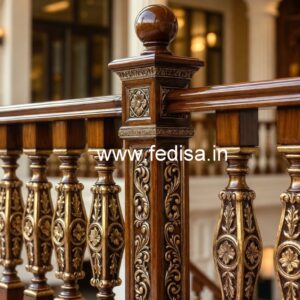 Modern Brass Wood Staircase Design No-0609