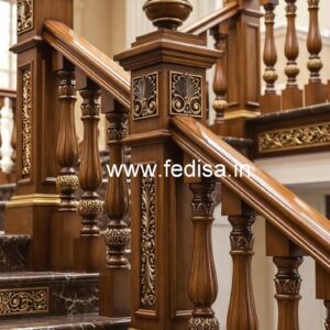 Contemporary Brass Wood Stair Railings No-0615
