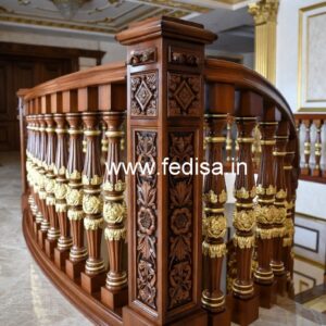 Modern Brass Wood Interior Railings No-0620