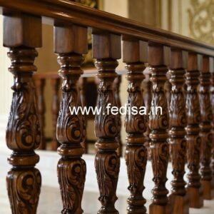 Decorative Brass and Wood Balcony Railings No-0622