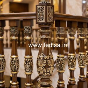 Modern Brass Wood Balcony Design No-0629
