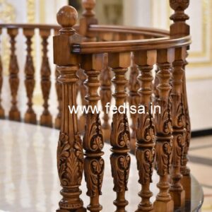 Stylish Brass Wood Balcony Railings No-0638
