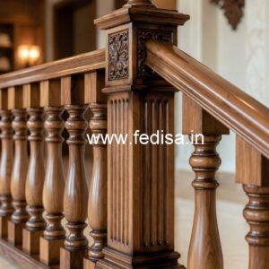 Premium Brass Wood Interior Stair Railings No-0641
