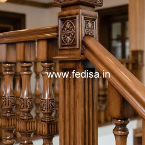 Stylish Brass Wood Railings with Glass No-0644