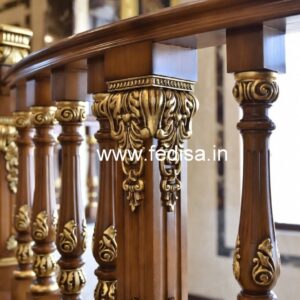 Decorative Brass Wood Stair Fence Ideas No-0647