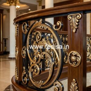 Stylish Brass Wood Balcony Safety Railings No-0669