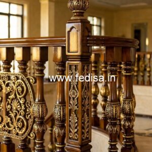 Brass Wood Staircase with Elegant Style No-0676