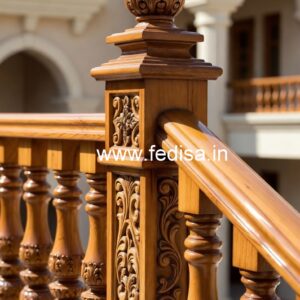 Modern Brass Wood Handrails for Duplex House No-0695