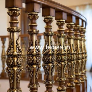 Stylish Brass Wood Staircase Design Inspiration No-0698