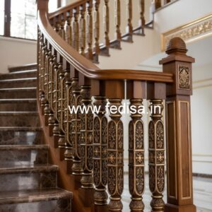 Brass Wood Staircase Design for Luxury Villas No-0701