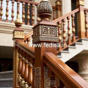 Modern Brass Wood Balcony Fence Inspiration No-0702