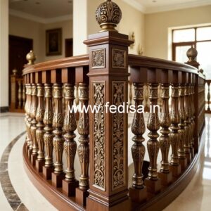 Stylish Brass Wood Railings with Artistic Finish No-0704
