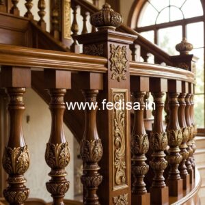 Stylish Brass Wood Interior Railings Inspiration No-0711