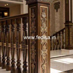 Elegant Brass Wood Staircase Design Trends No-0717