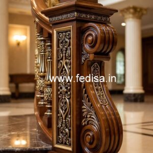 Stylish Brass Wood Fence with Glass Panels No-0718