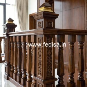 Stylish Brass Wood Stair Railings with Modern Look No-0723