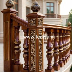 Modern Brass Wood Balcony Railings Collection No-0727