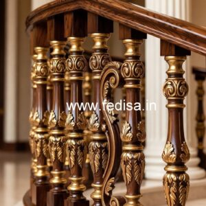 Premium Brass Wood Balcony Handrails No-0730