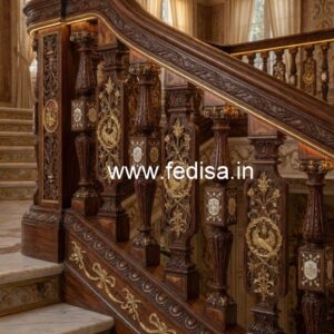 Decorative Brass Wood Fence for Duplex House No-0743
