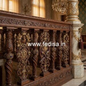Premium Brass Wood Balcony Railings for Villas No-0748