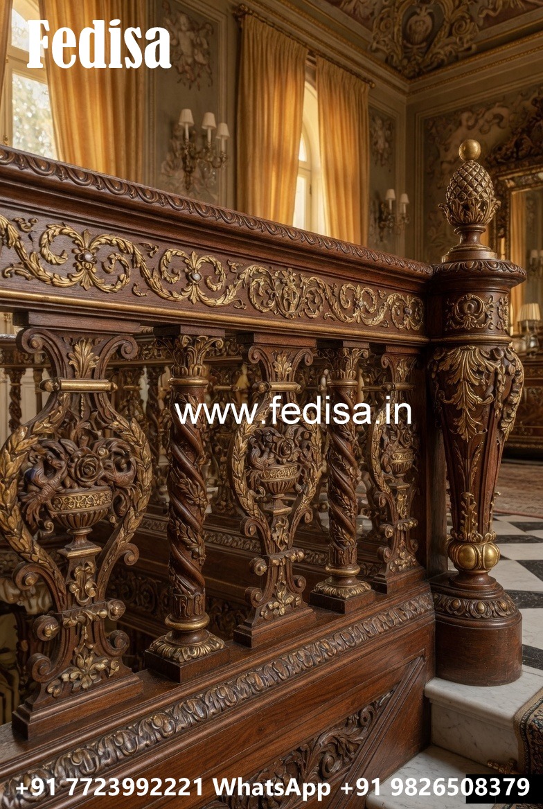 Brass Wood Staircase Banister for Modern Homes No-0751