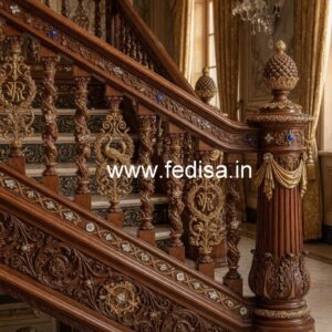 Elegant Brass Wood Railings for Staircase No-0753