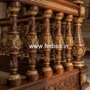 Modern Brass Wood Handrails for Luxury Villas No-0754