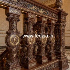 Stylish Brass Wood Staircase Side Railings No-0758