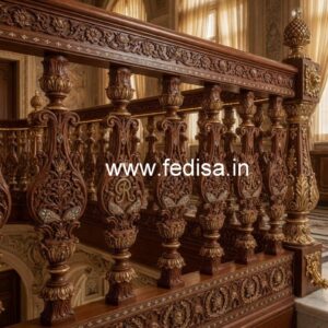 Elegant Brass Wood Fence for Balcony Design No-0759