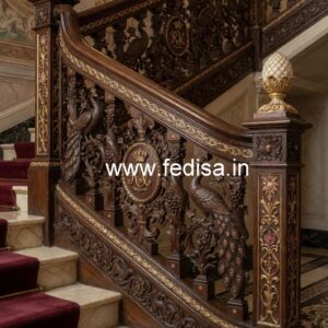 Premium Brass Wood Stair Railings Inspiration No-0765