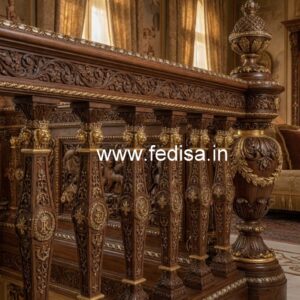 Modern Brass Wood Balcony Railings with Artistic Touch No-0766
