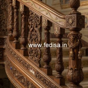 Elegant Brass Wood Balcony Safety Railings No-0776