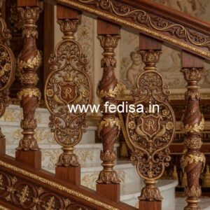 Decorative Brass Wood Interior Railings Collection No-0778