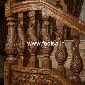 Stylish Brass Wood Staircase Decor Inspiration No-0780