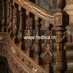 Luxury Brass Wood Balcony Design with Glass No-0785