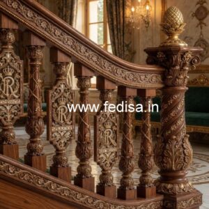 Stylish Brass Wood Railings for Dream Homes No-0786