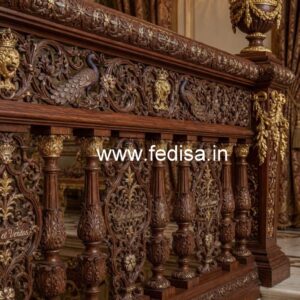 Elegant Brass Wood Railings with Artistic Look No-0799