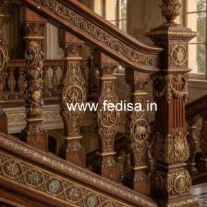 Stylish Brass Wood Railings for Villas No-0808