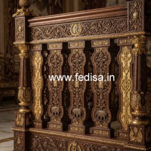 Stylish Brass Wood Balcony Design for Homes No-0813