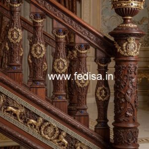 Luxury Brass Wood Staircase Design Inspiration No-0823