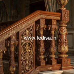 Luxury Brass Wood Staircase Side Railings No-0829