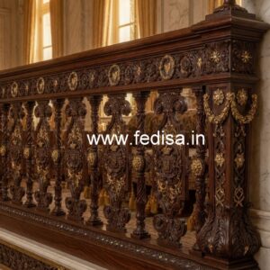 Stylish Brass Wood Balcony Safety Fence Collection No-0831