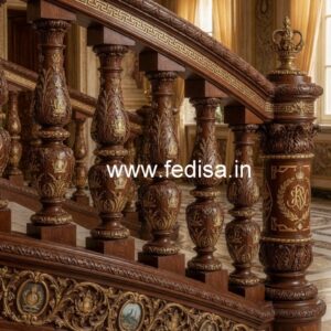 Premium Brass Wood Staircase Interior Ideas No-0833