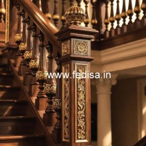 Elegant Brass Wood Balcony Fence Inspiration No-0838