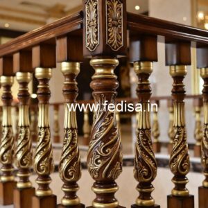 Luxury Brass Wood Staircase Collection for Villas No-0841