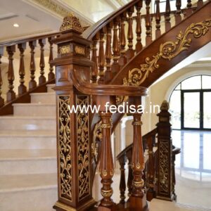 Modern Brass Wood Balcony Decor with LED Lights No-0842