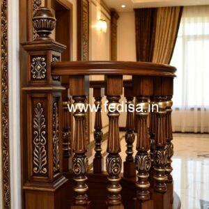 Modern Brass Wood Balcony Railings Inspiration No-0860