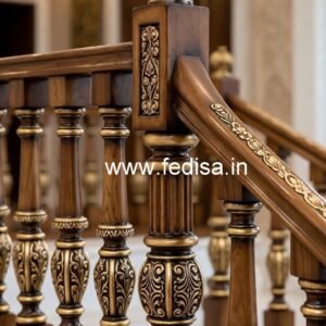 Premium Brass Wood Balcony Handrails with Rich Style No-0863