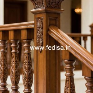 Premium Brass Wood Staircase Design for Villas No-0869